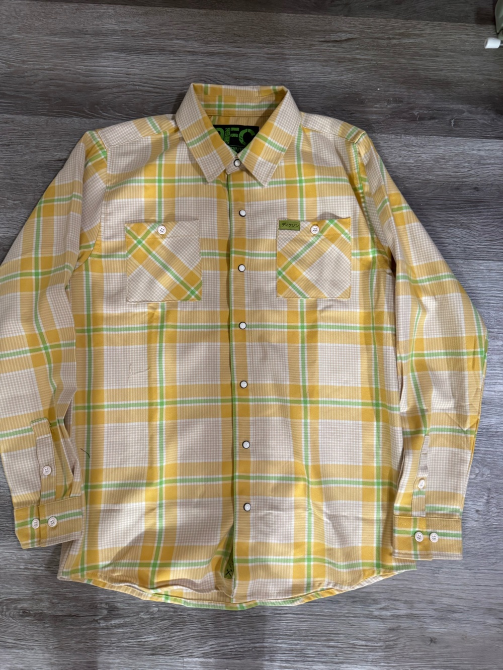 DIXXON youth XL Yellow & White Plaid Button-Down Flannel